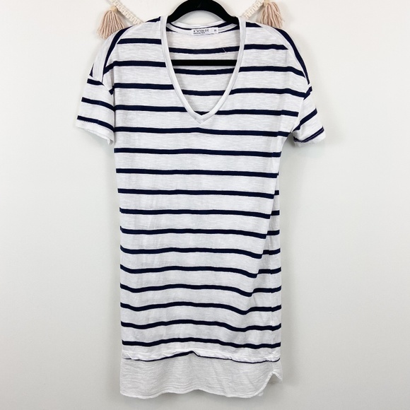 Stateside Dresses & Skirts - Stateside White Blue Striped Shirt Dress Sz XS